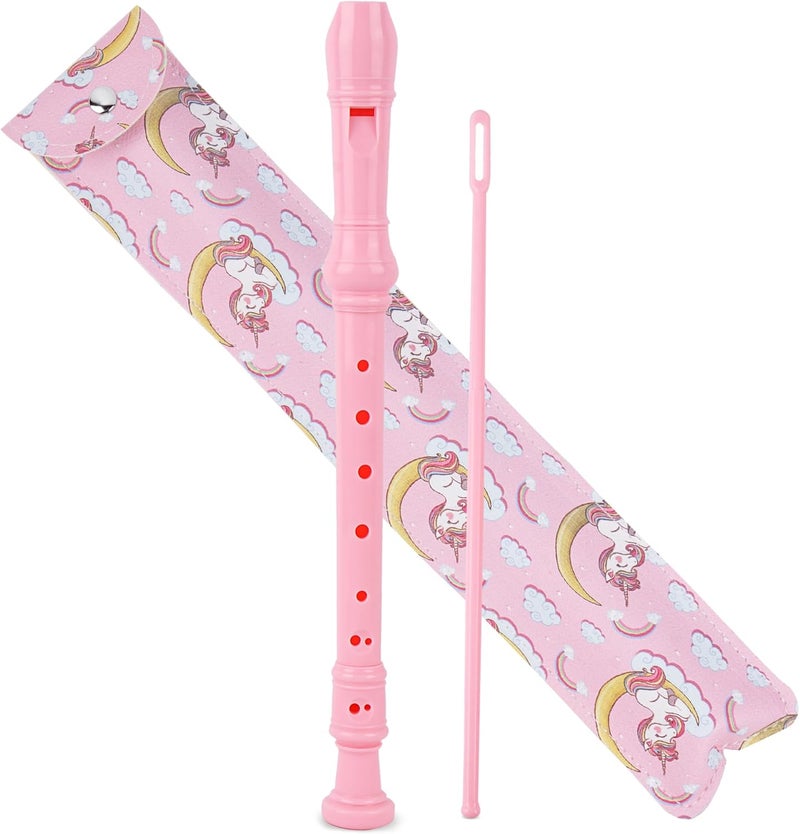 Haecsfl Recorder Instrument for Beginner Adults,8-Hole Soprano Descant Recorder Music Flute with with Cleaning Rod & Leather Case For Home Entertainment(2-Pink Unicorn) - Image 1